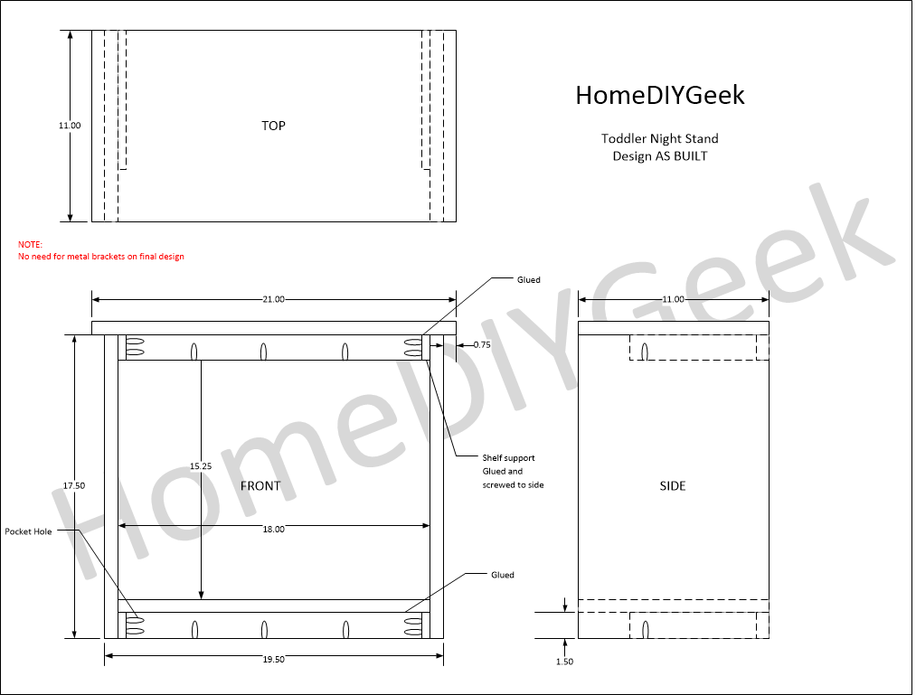 Toddler Bed Night Stand As Built Diagram