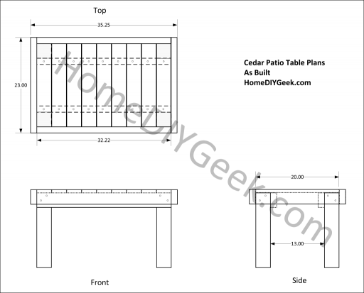 Cedar Patio Table Drawing As Built