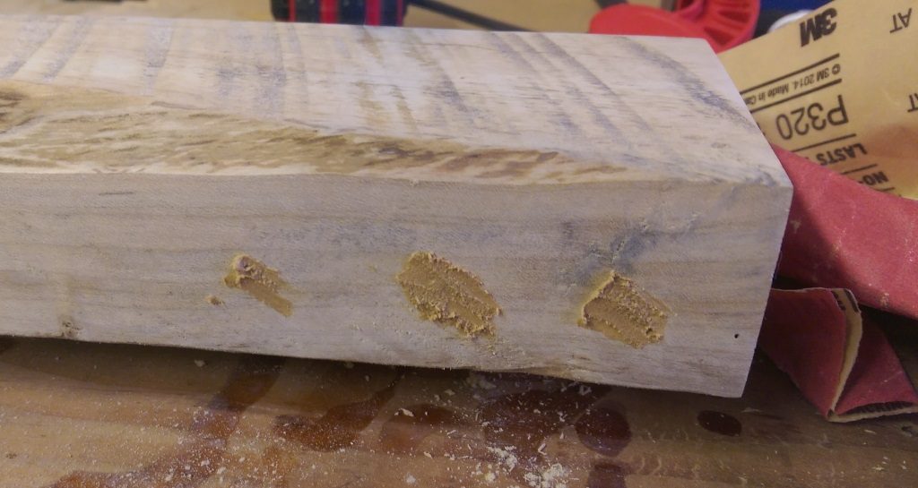 Nail Holes Filled with Homemade Wood Filler